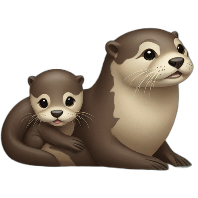 Mama otter with a baby on her back emoji