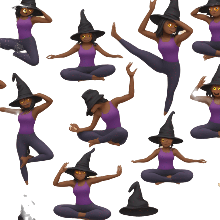 Witch in a hat doing yoga emoji