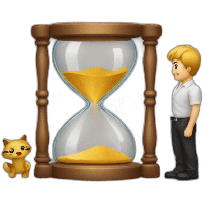 emoji looking at hourglass emoji