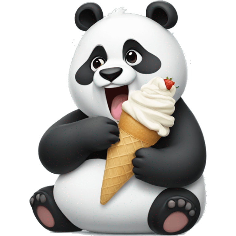 Panda eating ice cream emoji