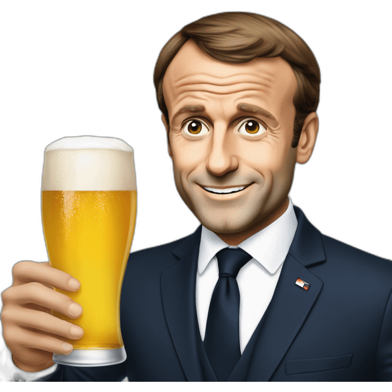 Emmanuel Macron avec une bière emoji