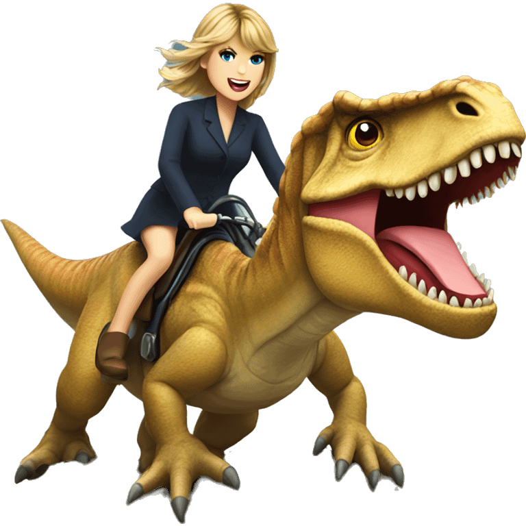 Taylor Swift riding a dinosaur emoji