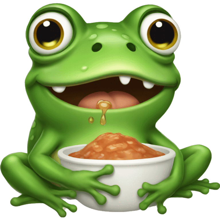 frog pepe is crying and eating emoji