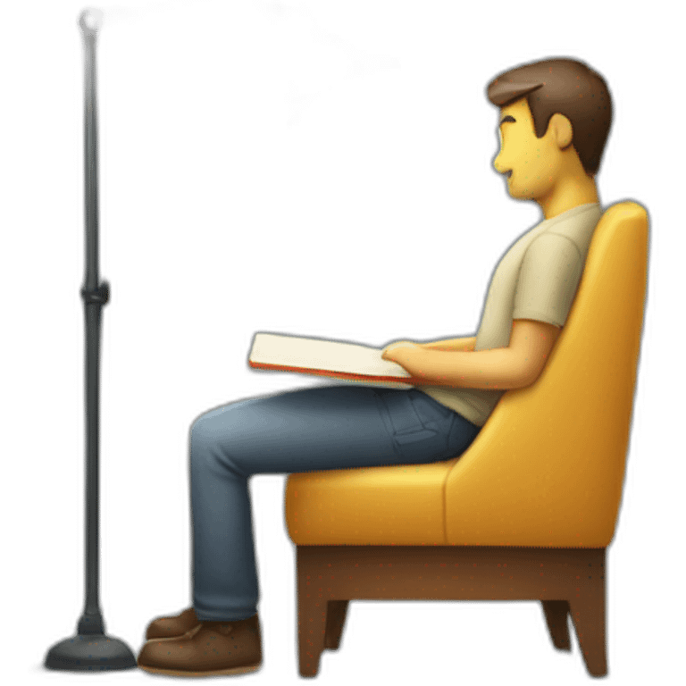 productiv man seat on chair with book emoji