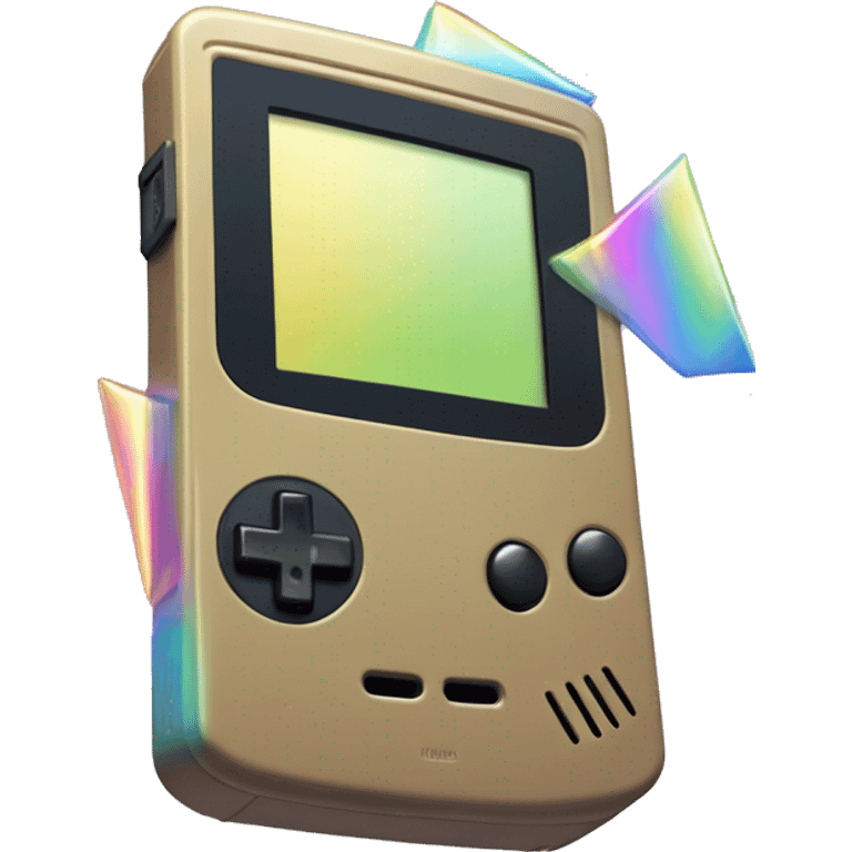 Iridescent Gameboy colour playing pokemon emoji