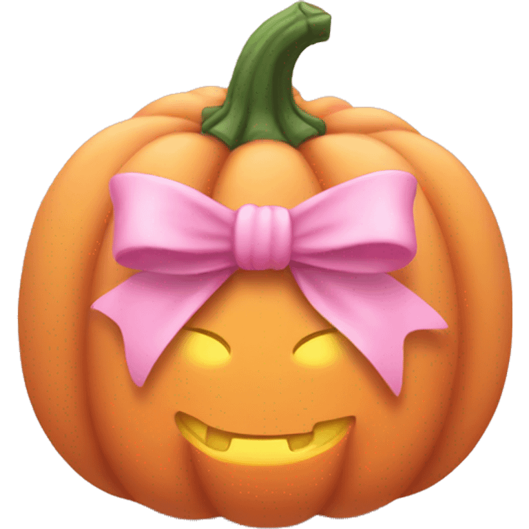 Light pink soft Pumpkin with a pink bow emoji