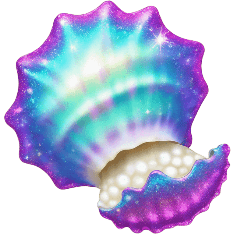 Lisa Frank sparkle open sea shell with pearl  emoji