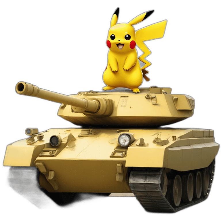 Pikachu is on a tank emoji