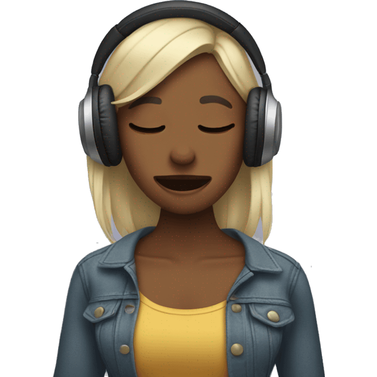  Women listening to music and crying but posing  emoji