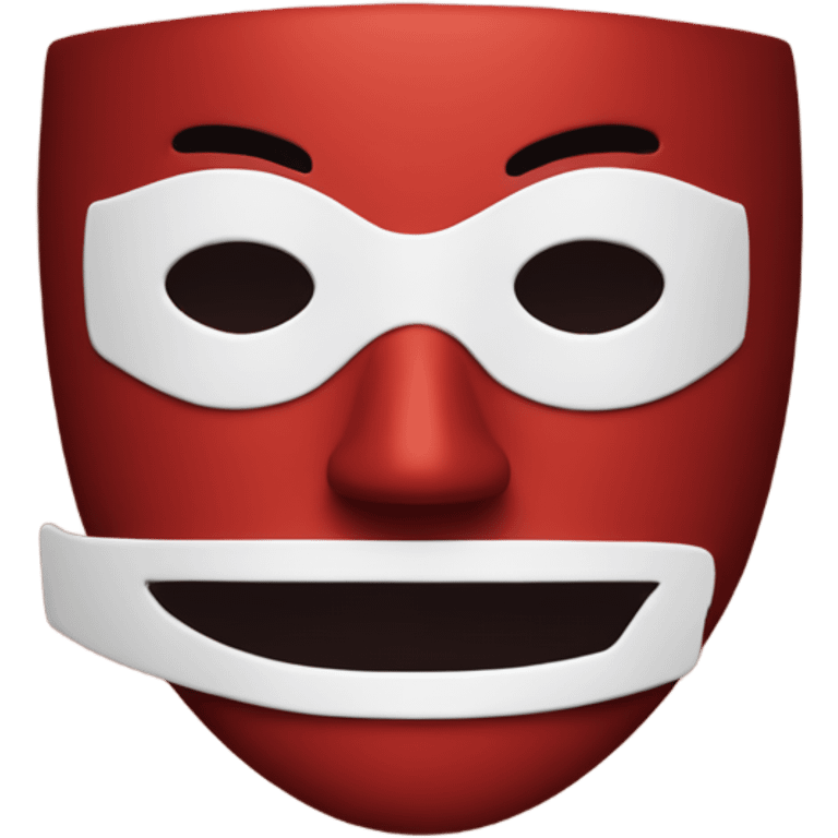 a red mask with a white square on a guard emoji