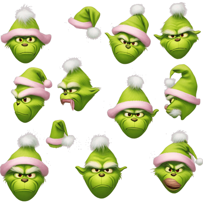 The Grinch with a light pink Christmas hat  emoji