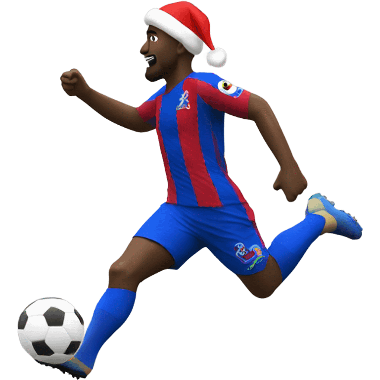 Black Crystal Palace football player scoring a goal with a Santa hat emoji