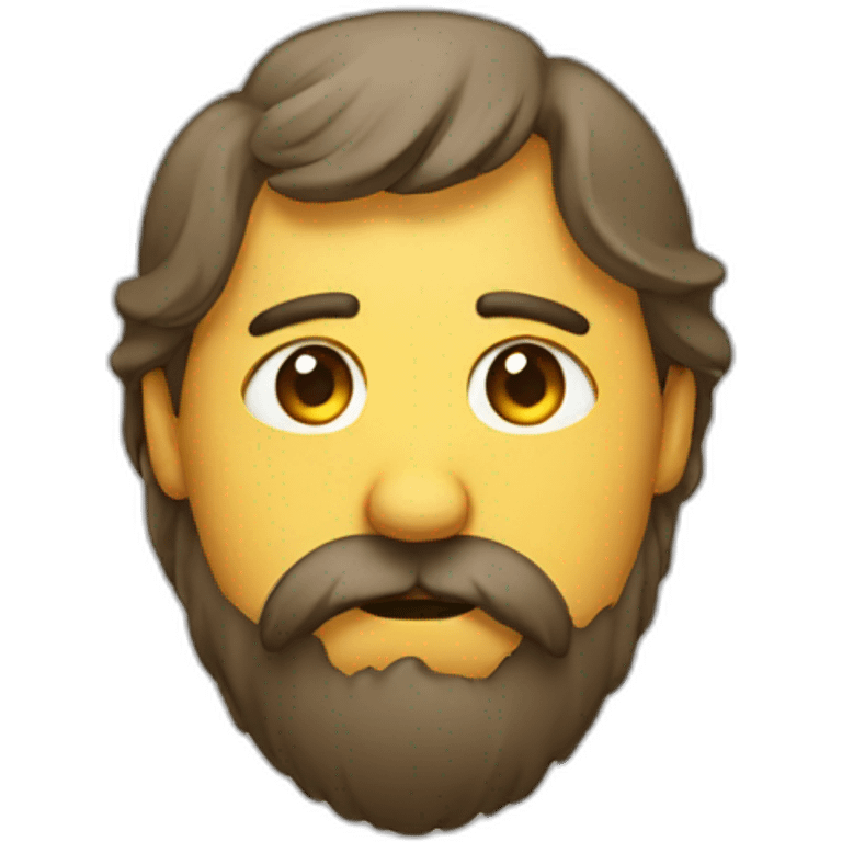 Sad face looking down emoji with beard emoji