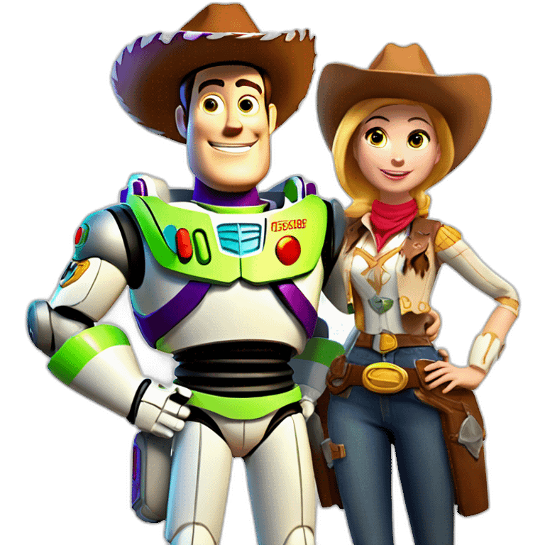 buzz lightyear and a cowgirl emoji