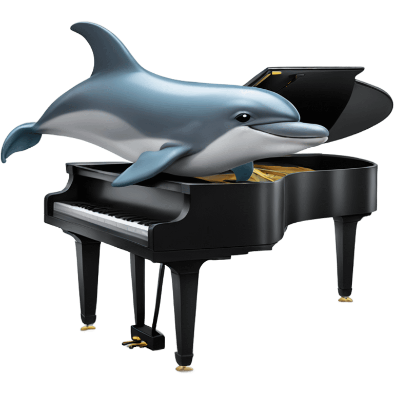 Dolphin playing the piano emoji