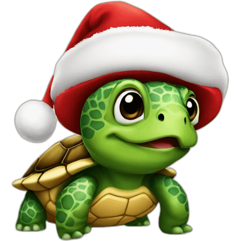 Turtle with Christmas hat emoji