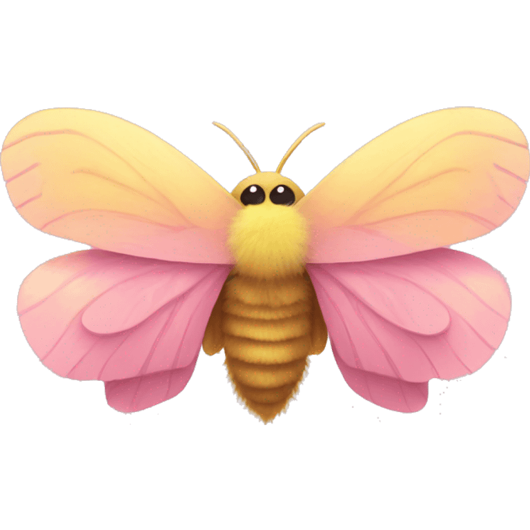 fuzzy moth with pink chest and yellow wings emoji