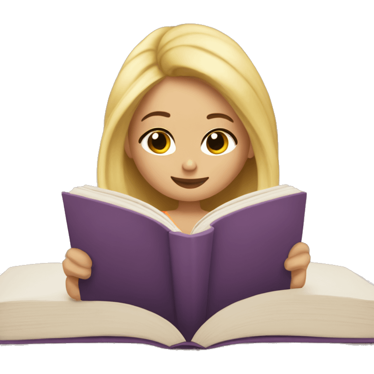 Blonde girl reading a romance book cozy emoji