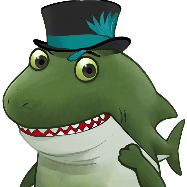 Shark with a top hat emoji