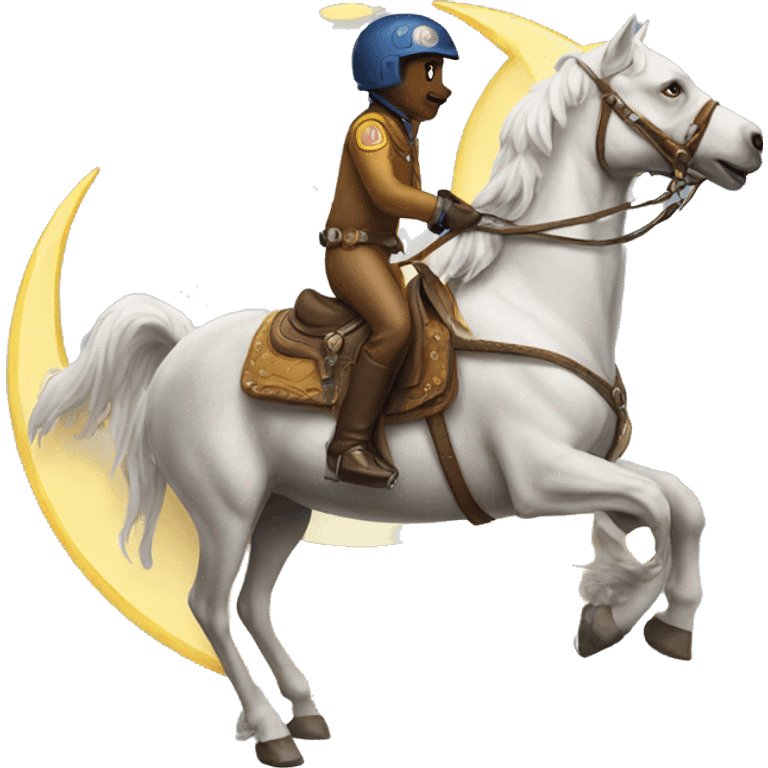  A dog riding a horse on the moon emoji