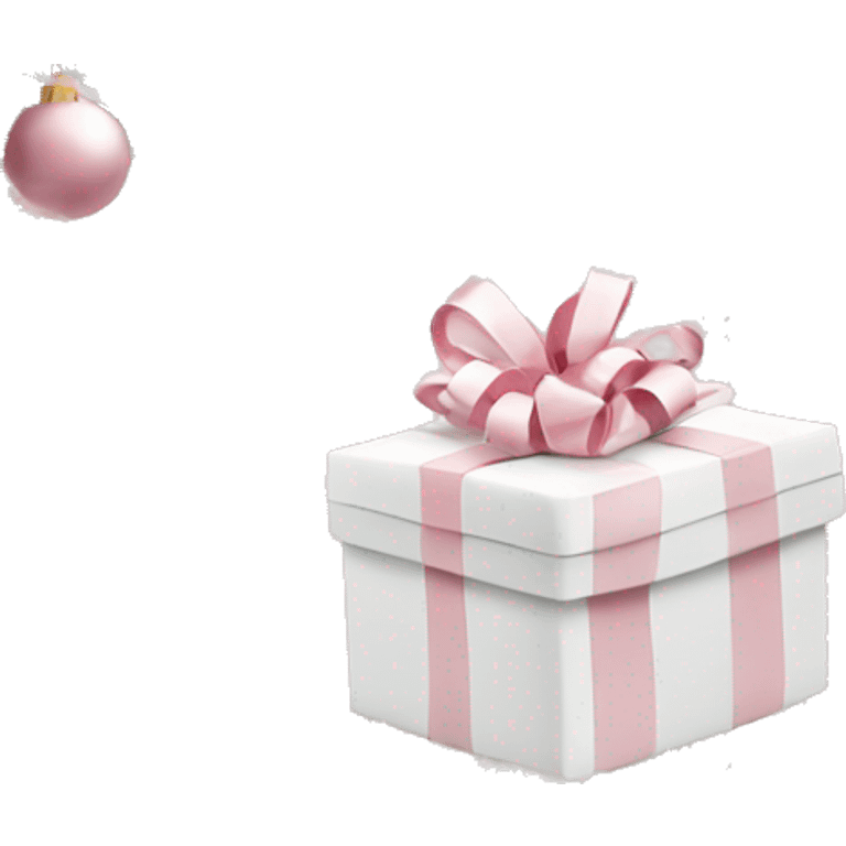 Light pink Christmas gifts under a white Christmas tree  emoji