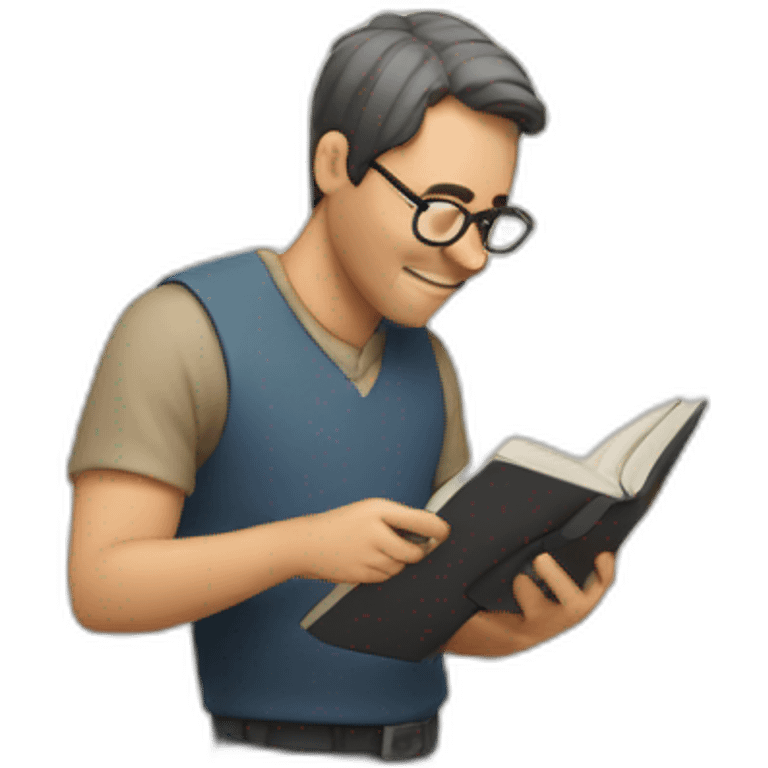 man checking the index of a book emoji