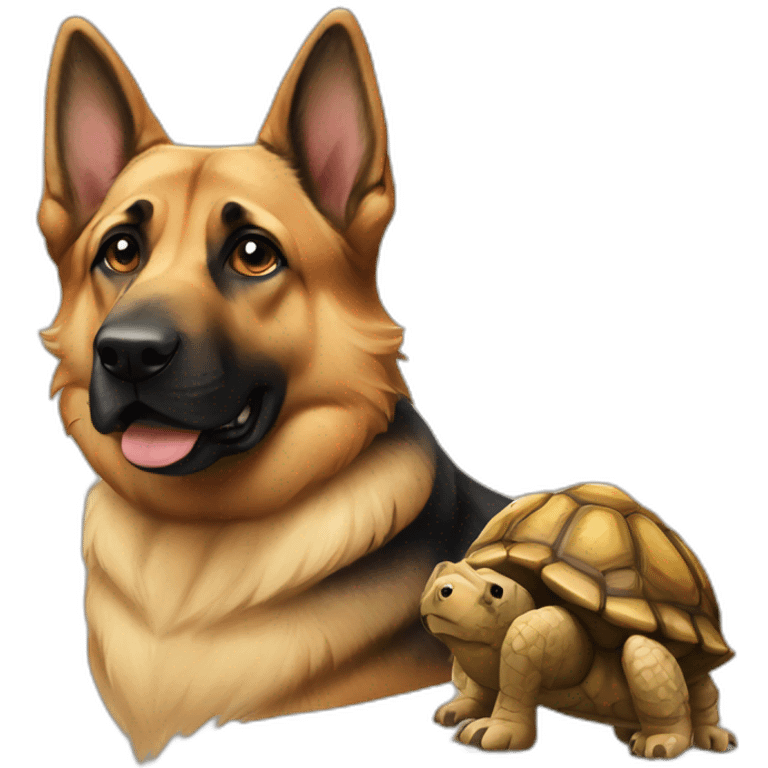 german sheperd and tortoise emoji