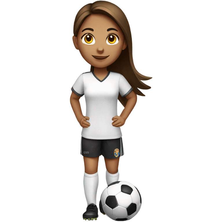 girl-with-brown-straight-hair-Play Soccer White shirt emoji