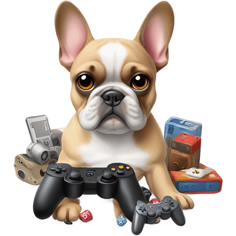 French Bulldog playing video games emoji