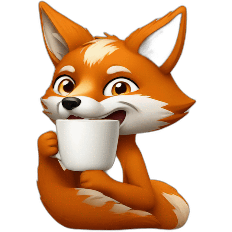 fox drinking coffee emoji