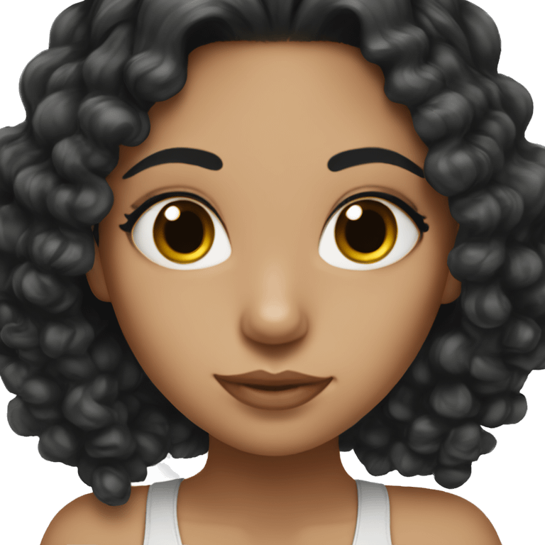 Latina girl with black hair and lashes very pretty light curls emoji