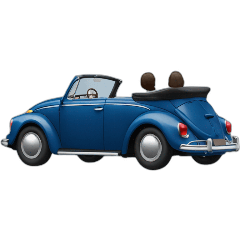 dark blue volkswagen coccinelle convertible with female dark hair driver emoji