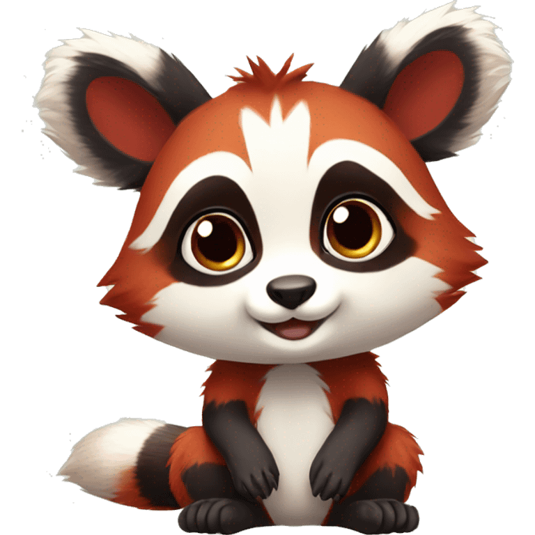 Cute red raccoon-panda-lemur-hybrid full body emoji