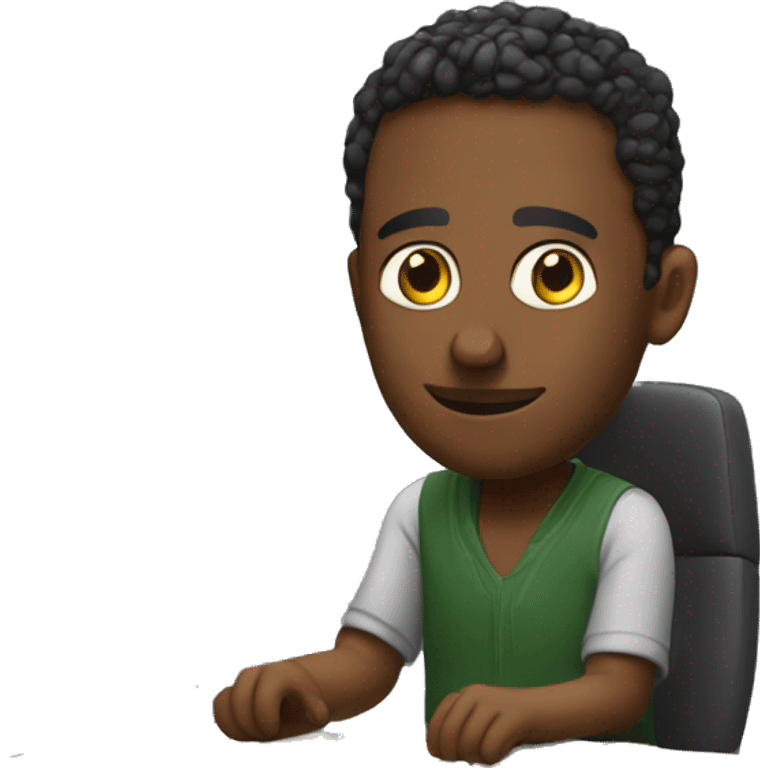 software develooper who is from ethiopia sitting in front of monitor   emoji