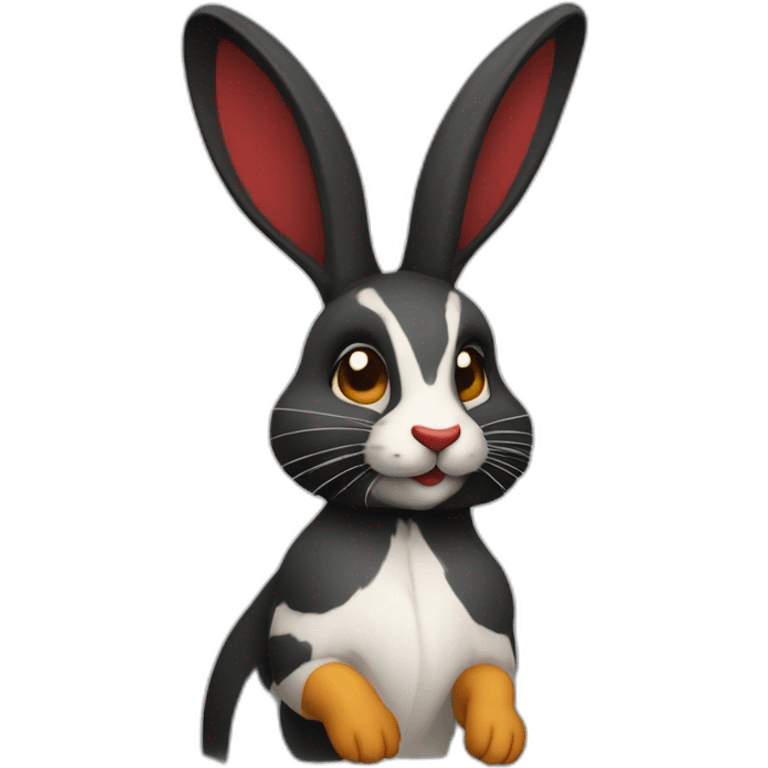 Lapine arlequin côté de visage gauche noir emoji