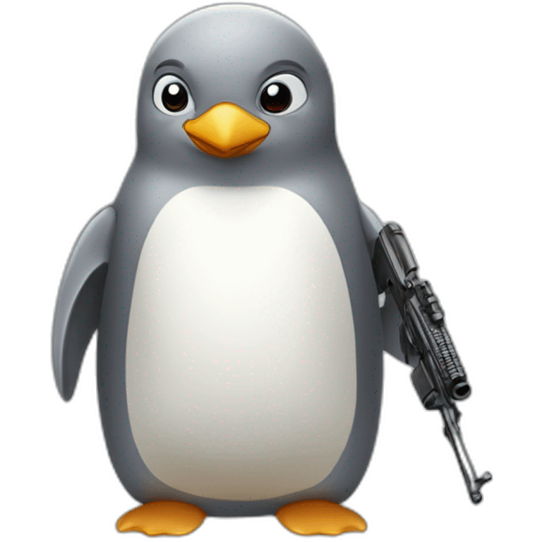 gray penguin with a rifle A4M1 emoji