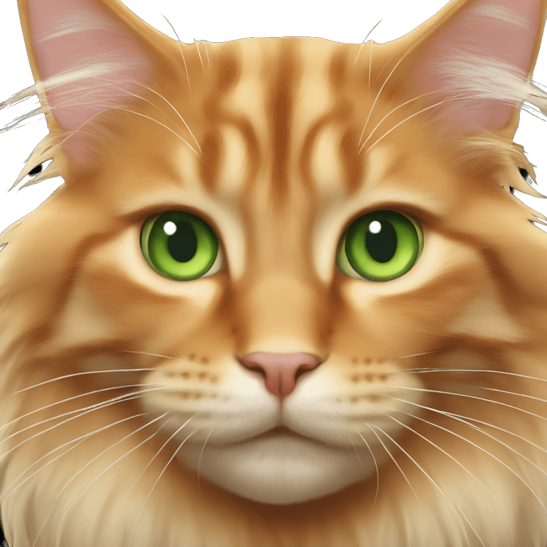 Light orange maine coon with green eyes emoji