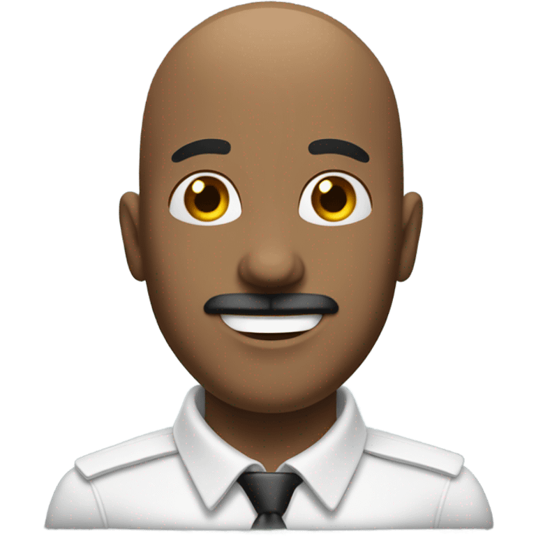 Bald man with mustache (dark brown hair) and 5’o clock shadow saying hi emoji