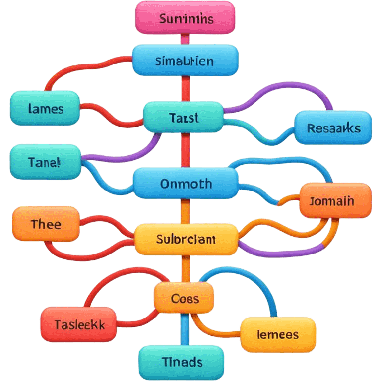 a mind map breaking one task down to three smaller subtasks  emoji