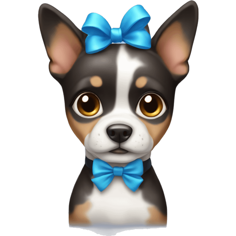 Cute coquette dog with blue bow emoji