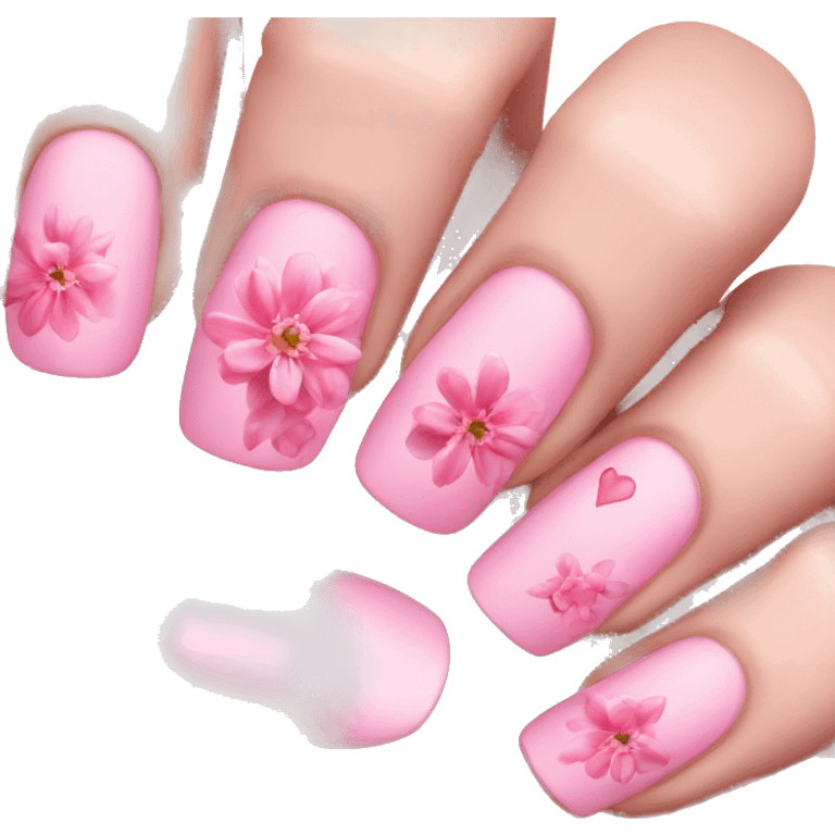 Pink heart-pink flower-pink nails emoji