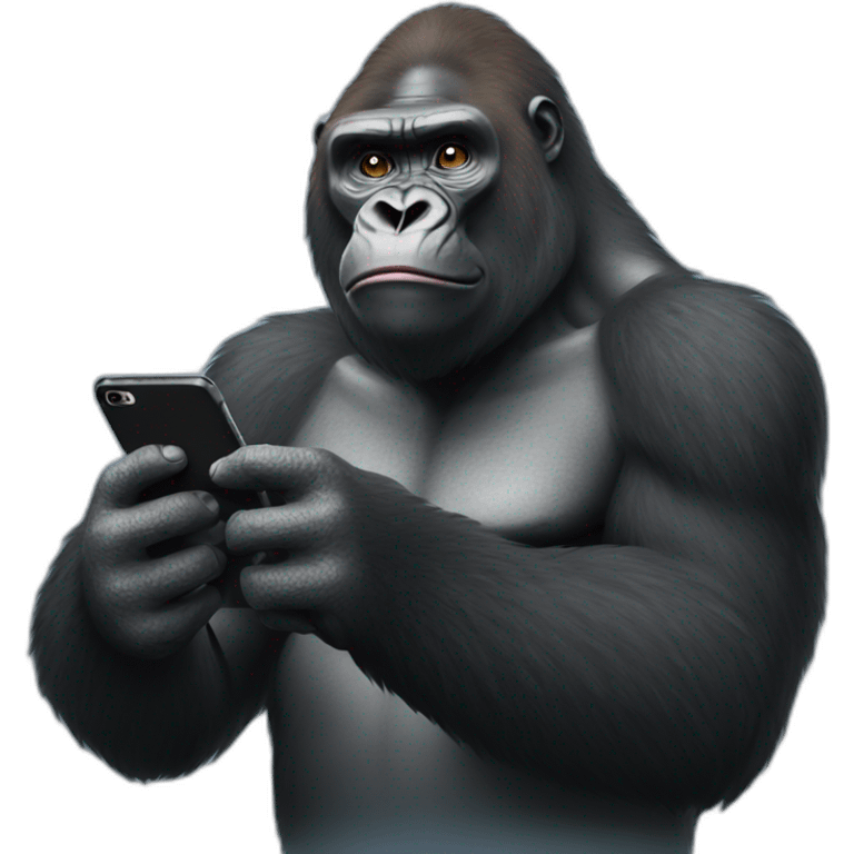 Gorilla holding an iPhone emoji