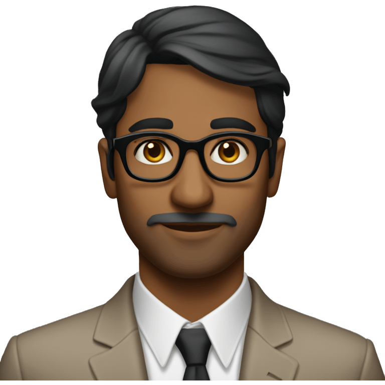 indian man in 20s with slightly longer face without mustache and black tomford glasses emoji