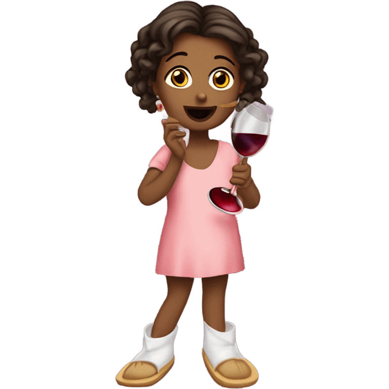 Girl drinking wine with funny looking slippers ￼ emoji