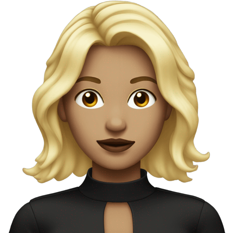 Blond female with medium length hair a black choker emoji