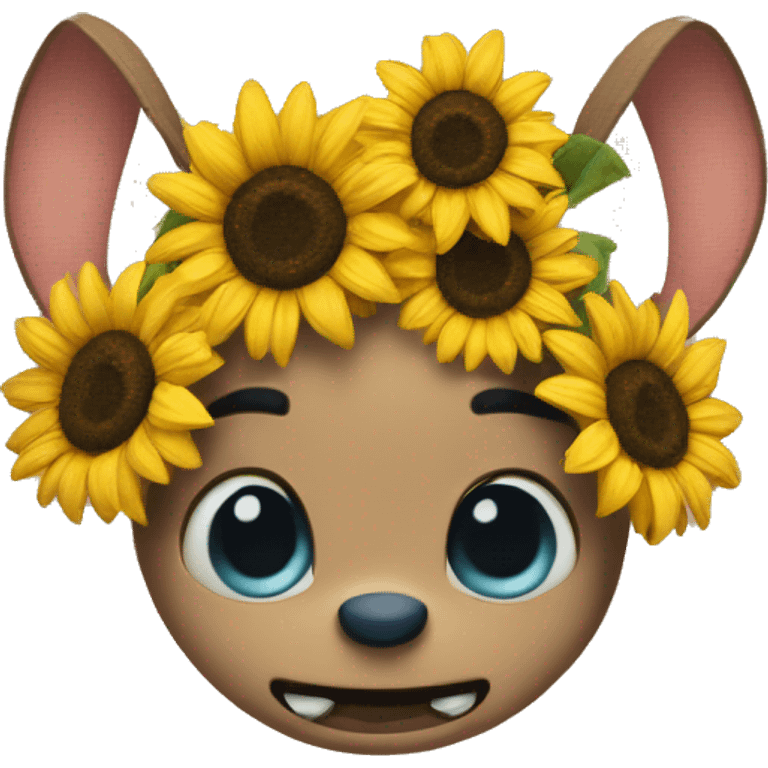 Stitch face with sunflower emoji