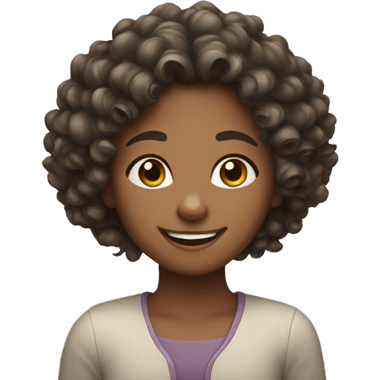 smiling girl with curly hair emoji