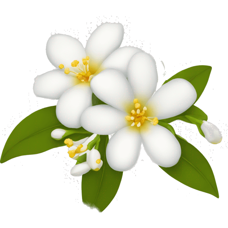 Jasmine flowers with white petal and yellow center with stamen emoji