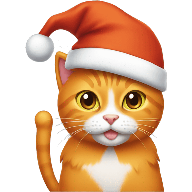 Orange cat in Santa hat emoji