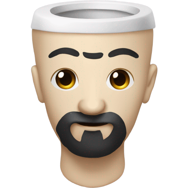 A toilet with a head in it that has a black beard and hair  emoji